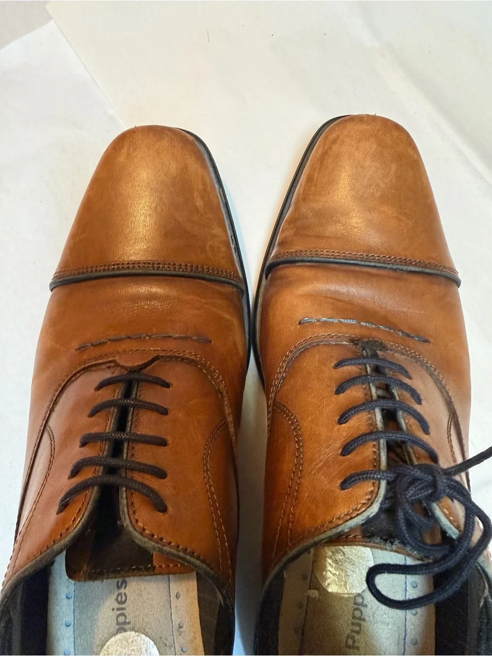 Hush Puppies Men’s Brown Leather Cap Toe Oxford Dress Shoes Size 8